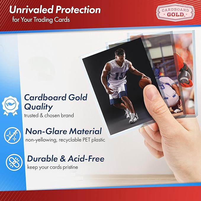 Cardboard Gold - 35pt Top Loaders for Cards - 500 Count - Premium 3x4 Inch Trading Card Toploaders - Protect Your Baseball and Sports Cards with These Crystal Clear Hard Plastic Sleeves Protectors