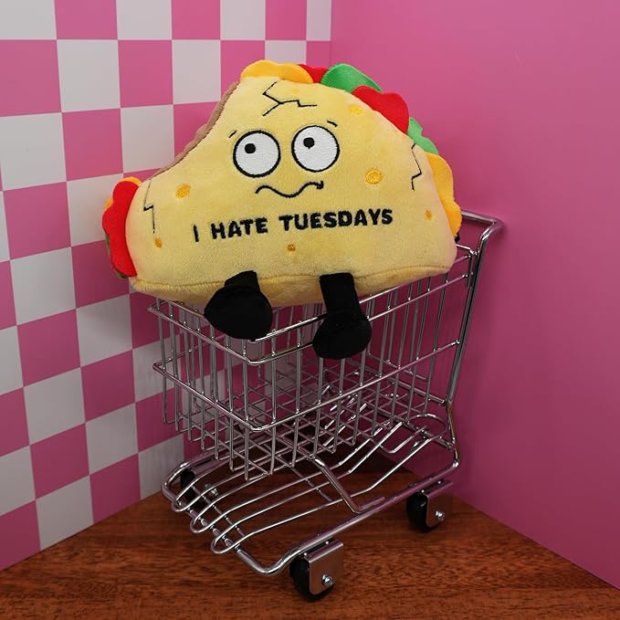 Taco Plushie - I Hate Tuesdays Funny Plush, Gift for Taco Lovers, Cute Plush Toy for Gifting