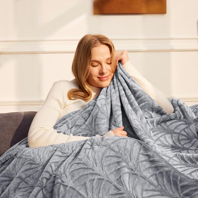 Whale Flotilla Soft Flannel Fleece King Size Bed Blanket, Silver Grey | Cozy Lightweight Breathable Coverlet, Plush Fluffy Bedspread, Vintage Pattern Decorative Blanket for Bed All Season, 90"x104"