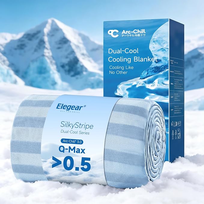 Elegear Double-Sided Cooling Blanket for Hot Sleepers, King, Arc-Chill 3.0 | Q-Max>0.5 Cooling Fabric, Absorbs Heat to Keep Body Cool, Breathable Summer Blankets for Night Sweats & Menopause, 108"x90"