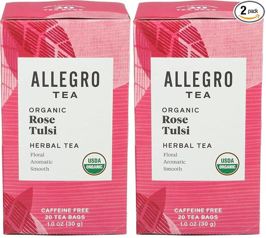Allegro Tea, Organic Rose Tulsi Tea Bags, 20 ct (Pack of 2)