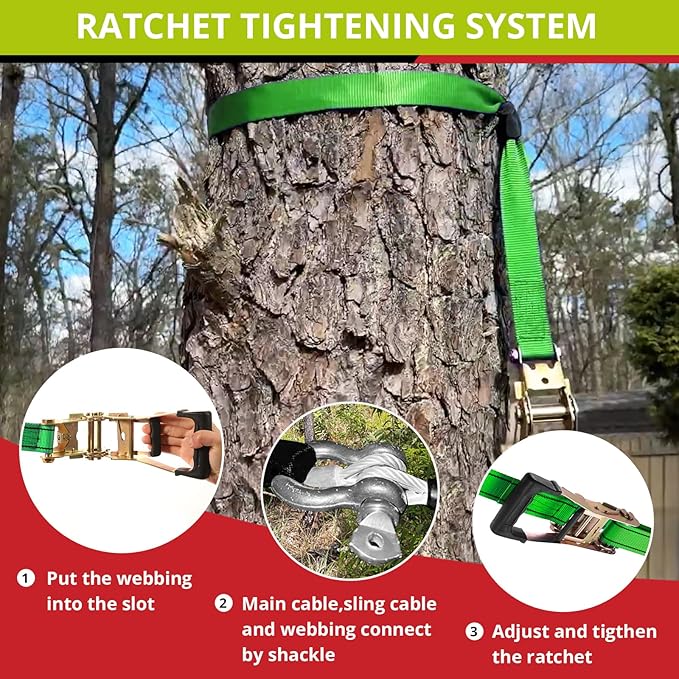 TRSMIMA Zipline Kit for Kids and Adult 200ft Zipline with Spring Brake Safety Harness Zip line Trolley Ratchet Tighten System Support 330 lbs
