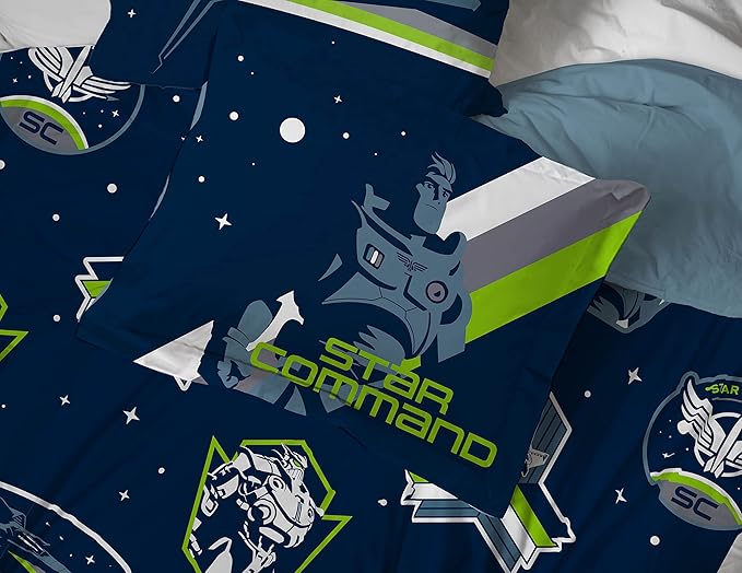 Jay Franco Disney Pixar Lightyear Space Command 5 Piece Twin Size Bed Set - Includes Comforter & Sheet Set - Bedding Features Buzz - Super Soft Kids Fade Resistant Microfiber (Official Product)