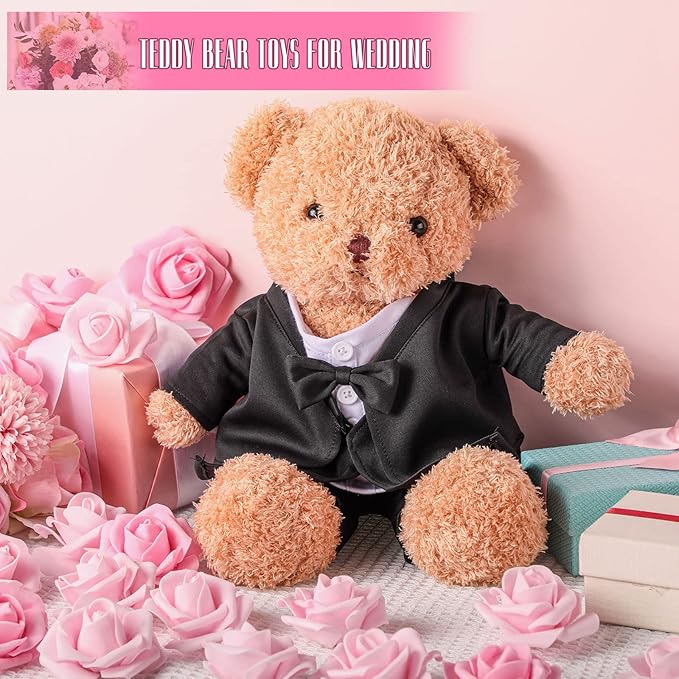 Set of Tuxedo Outfit, Bear Clothes Suitable for 13-15 Inch Stuffed Animal Clothes, Bear Accessories for Your Own Stuffed Animals on Weddings