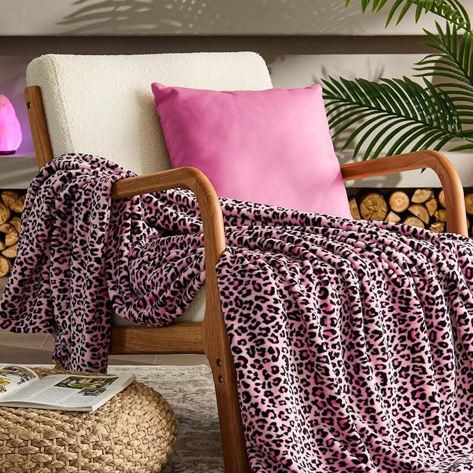 BEDELITE Fleece Blanket Soft Plush Twin Size Blanket Pink Leopard 60"x80" | Ultra Soft Fleece, Plush Microfiber, Lightweight Warmth, All Season Comfort, Leopard Decor, Machine Washable, Couch Sofa Bed