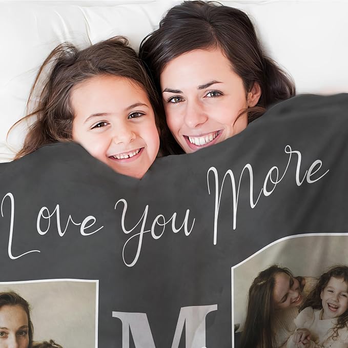 Personalized Mothers Day Birthday Gifts for Mom, Mothers Day Blanket Gifts from Daughter Son Kids Husband, Custom Blanket with Photos Text, Customized Christmas Anniversary Ideas Gifts for Mom Wife