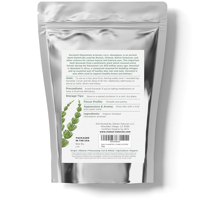 Organic Horsetail Herb 4 oz. (113g), USDA Certified Organic Cola de Caballo Hierba, Horse Tail Plant Tea, Shave Grass Loose Leaf for Hair Growth, Cut & Sifted