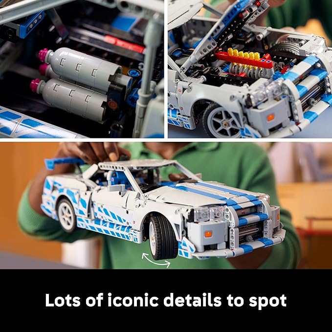 LEGO Technic 2 Fast 2 Furious Nissan Skyline GT-R (R34) Car - DIY Kit and Building Set for Adults - Collectible Model Street Racer with Drift Function - Gift for Car Enthusiasts and Movie Fans - 42210