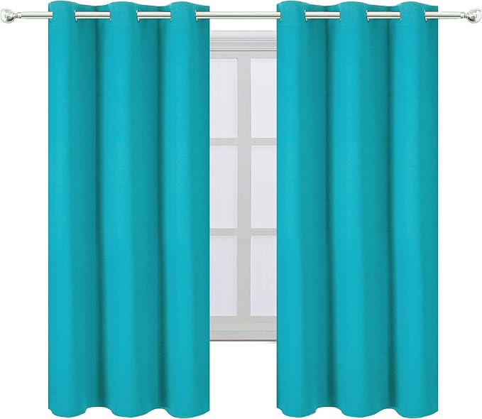 LEMOMO Teal Blackout Curtains 40 x 63 Inch Length/Set of 2 Curtain Panels/Thermal Insulated Room Darkening Blackout Curtains for Bedroom