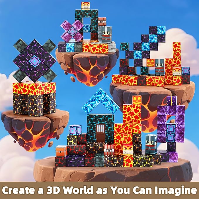 150PCS Magnetic Blocks, Magnetic Building Blocks, Magnet Blocks for Kids Age 3-5 4-8 8-12, STEM Sensory Educational Magnet Stacking Toys Boys Girls Gifts