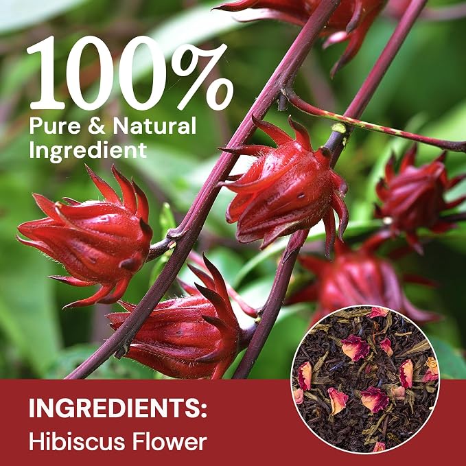 HIIHONE Dried Hibiscus Flowers Cut and Sifted 8 oz, | Hibiscus Tea (Flor de Jamaica), Loose Leaf Hibiscus for Tea, Iced Drinks and Agua Fresca, Naturally Caffeine Free, Sugar Free