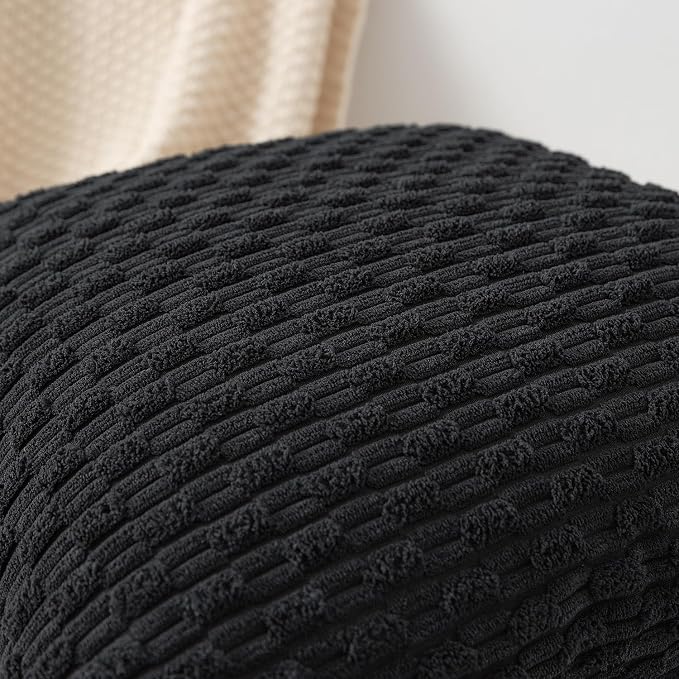Kevin Textile Soft Corduroy 12"x24" Lumbar Pillow Cover 1 Pack, Black | Boho Stripe Plush Corduroy Decorative Oblong Cushion Cover Modern Farmhouse Home Decor for Sofa Couch Bed Chair