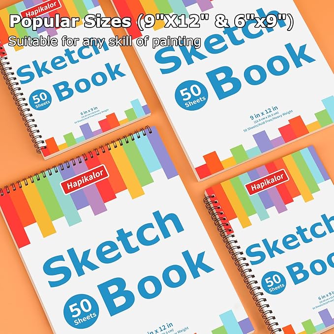 Drawing Pad for Kids, Sketch Pads 50 Sheets, 3-Pack Kids Travel Activities Spiral Bound Drawing Books Bulk 6" x 9 ", Drawing Paper for Kids 9-12