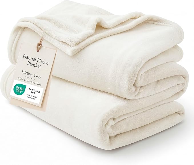 Bedsure GentleSoft Fleece Blanket Twin Size Cream - 300GSM Lightweight Plush Fuzzy Cozy Soft Warm Blanket for Bed, Sofa, Couch, Travel, Camping, 60x80 inches