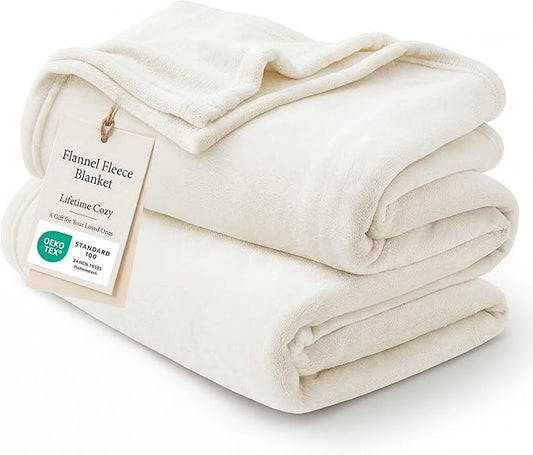Bedsure Fleece Blankets King Size Cream - Bed Blanket Soft Lightweight Plush Cozy Fuzzy Luxury Microfiber, 108x90 inches