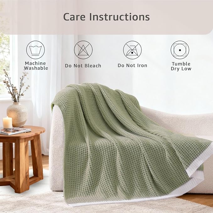 Soft Throw Blanket for Couch-Cozy Reversible Knitted Blankets | Lightweight Warm Fluffy Decor for Women, Mom, Her & Girls, Sofa, Chair, Bed, 50x60in, Pineapple Stitch,Sage Green