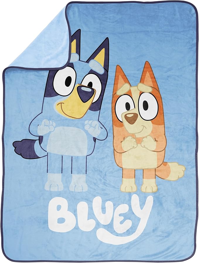 Jay Franco Plush Throw Blanket – 46" x 60" Inches Kids Hero Soft & Cozy Fleece Throw for Bedroom & Couch Décor, Official Licensed Product, Blue - Bluey