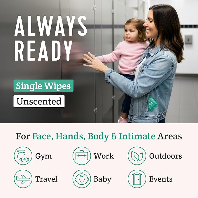Stall Mates - Flushable Wipes, Individually Wrapped, Travel Friendly, Unscented with Cucumber, Vitamin-E & Aloe, (30 on-the-go singles)