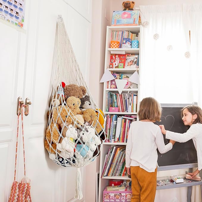 Novel Amdermi Stuffed Animal Hammock Corner Hanging Net for Stuff Aniaml Storage Macrame Toy Display Plush Toy Holder-Perfect for The Tiny Space Walls (cream, XXL)