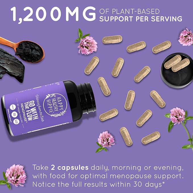 Happy Healthy Hippie Menopause Support for Women, DIM & Probiotics, 60 Ct | Supports Estrogen Metabolism for Hot Flashes & Night Sweats - 10 Billion CFU Probiotic with Dong Quai, 30 Servings