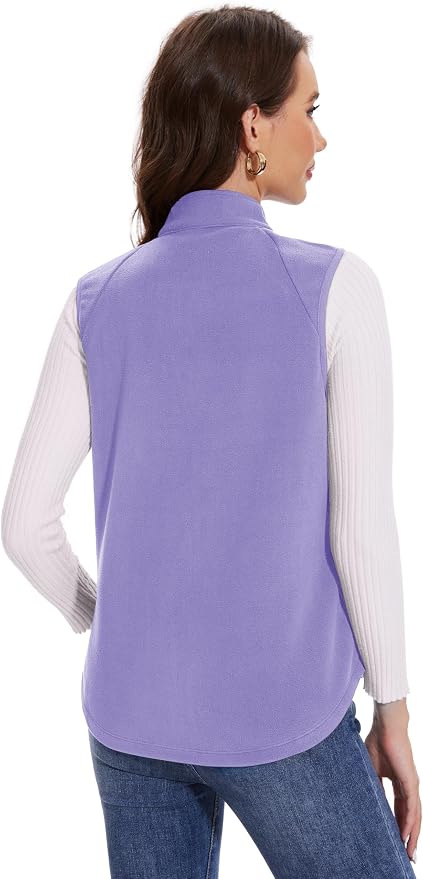 MAGCOMSEN Women's Fleece Vest with Zipper Pockets Zip Up Sleeveless Jackets Lightweight Soft Warm Polar Vest Outerwear