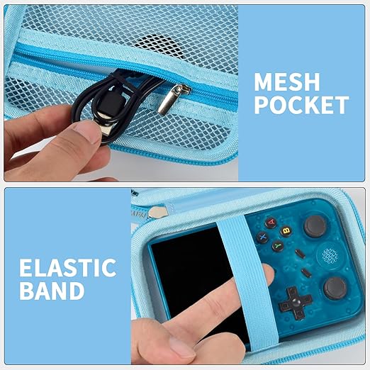 PAIYULE Travel Case Compatible with RG353V/ RG353VS/ R36S Retro Handheld Game Console, Handheld Emulator Storage Holder Organizer, Android Game Console Carrying Bag (Blue) (Box Only)