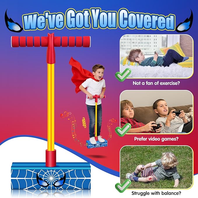 Kids Pogo Stick: 3 4 5 6 7 8 9 10 11 12 Year Old Boy Gift, Outside Toys for Kids Ages 4-8, 3+ Year Old Boy Toys, Birthday, Easter, Christmas, Foam Pogo Jumper for Kids