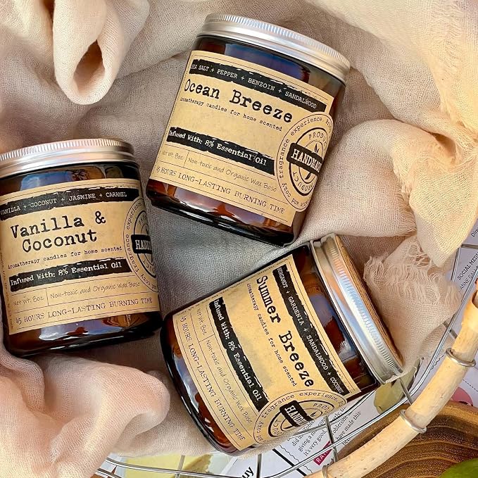 KOTKAS Lavender Eucalyptus Scented Candles - 8oz Natural Scented Soy Candles for Home Non Toxic Aromatherapy Lavender Candles Gifts for Women Bath Relaxing Calming Soothing Relaxation Stress Relief