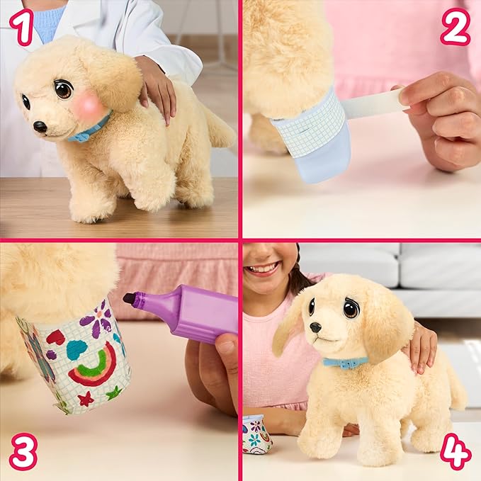Little Live Pets Ouchies Cooper The Retriever Puppy, 50+ Sounds, Limping to Walking Puppy Toy with Vet Carrier, Interactive Toy Dog for Kids Ages 5+