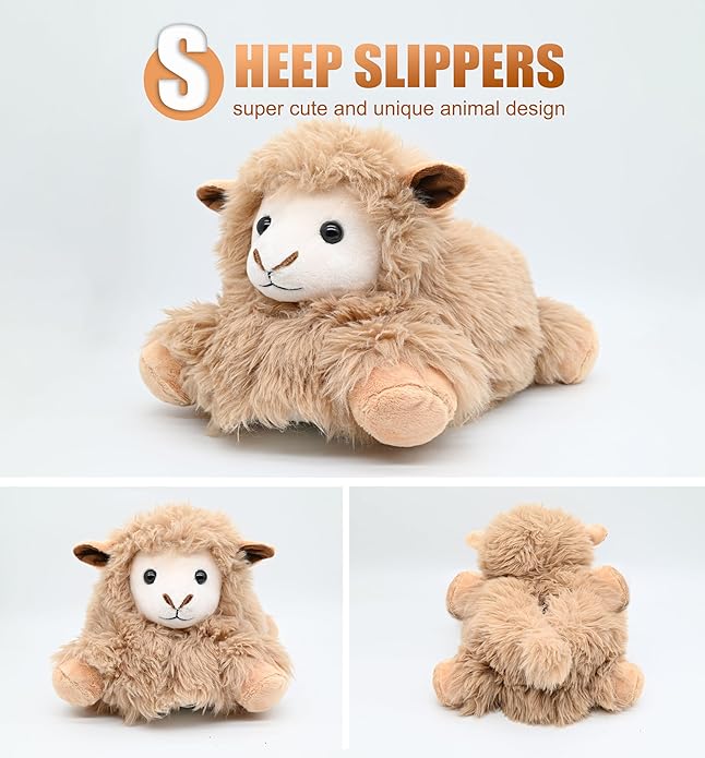 Onmygogo Indoor Fuzzy Winter Animal Panda and Cow Plush Slippers for Adult Women Men Boys Girls Kids