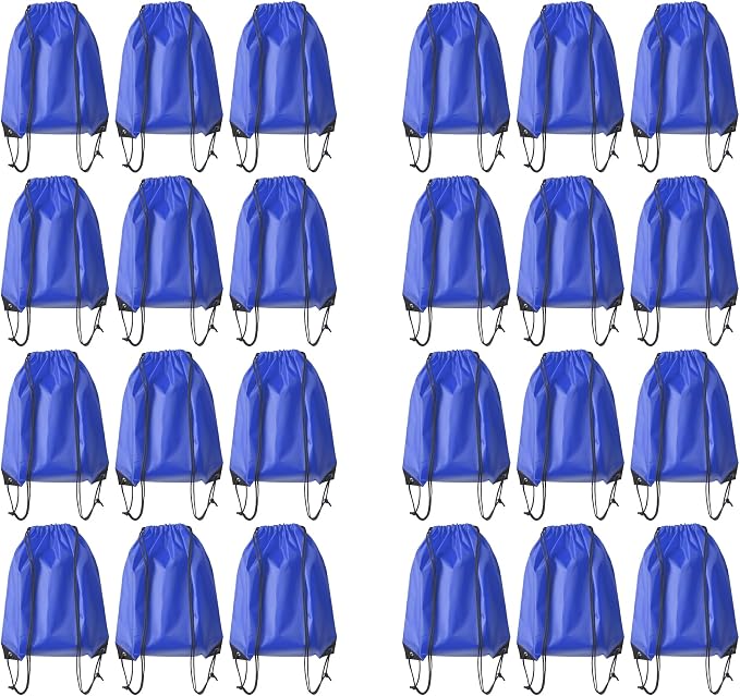 Drawstring Backpack Bulk 24Pcs Draw String Backpack Bags DIY Gym Sports Traveling Yoga Cinch Bag Sackpack Drawstring (royal blue bluenoye)