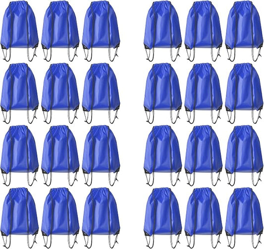 Drawstring Backpack Bulk 24Pcs Draw String Backpack Bags DIY Gym Sports Traveling Yoga Cinch Bag Sackpack Drawstring (royal blue bluenoye)