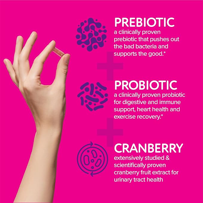 Florajen Women’s Probiotic with Cranberry - Prebiotic + Probiotic for Vaginal, Digestive, & Immune Support - Women’s Gut & Urinary Health Support - Vegan, Gluten-Free Daily Wellness - 30 Capsules