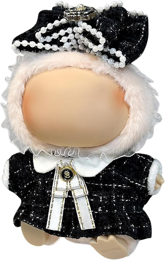 Clothes Fit for 17CM Doll, Fashion Doll Clothes Outfit Set Cute Theme Designer Toys Dress Accessories for Collector Fans Display (Black Tweed Jacket)