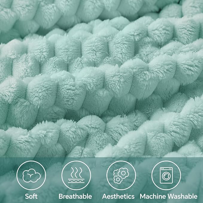 BEDELITE Haze Blue Throw Blanket for Couch, Soft Cozy Gift for Women, 50*60 | 3D Jacquard Decorative Fleece Blanket, Super Soft Plush Throws, Cute Birthday Gift for Women & Men, Suitable for All Seasons