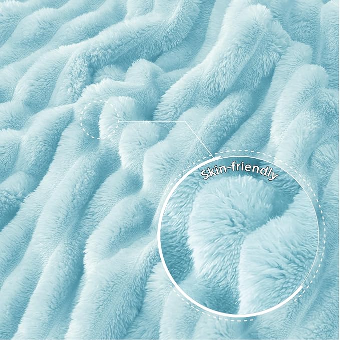 Exclusivo Mezcla Striped Twin Size Fleece Blanket for Bed, Couch, 60"x80" | Soft Breathable Cozy Bed Blankets, Lightweight Plush Fluffy Fuzzy Jacquard Decorative Blankets