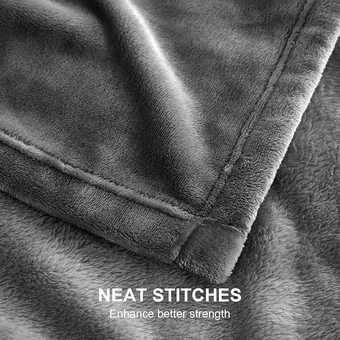 Hansleep Throw Grey Fleece Blanket, Soft Flannel Bed Blanket | Fuzzy Cozy Blanket 50x60 Inches, Multi-use for Bed, Sofa, Couch, Travel, Camping, All Season Warm Lightweight Cover