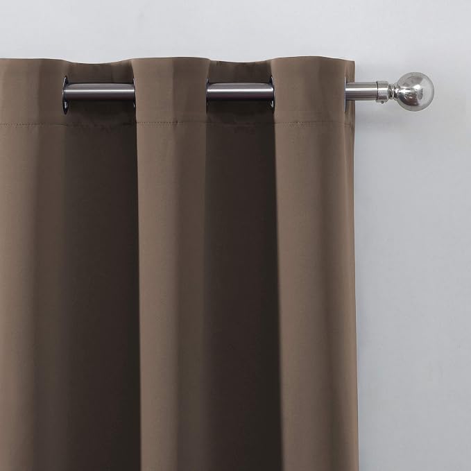LEMOMO Chocolate Brown Thermal Blackout Curtains/42 x 72 Inch/Set of 2 Panels Room Darkening Curtains for Bedroom