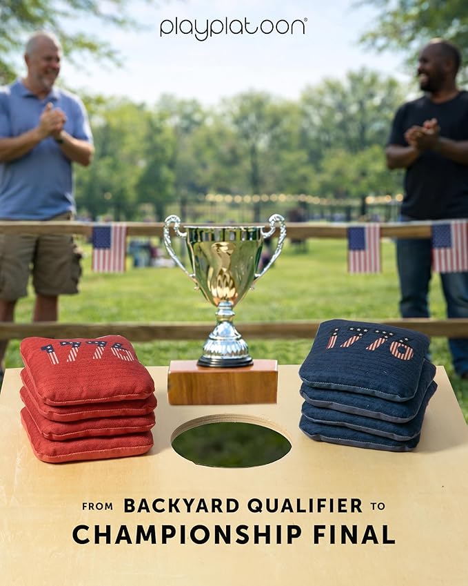 Play Platoon Pro Cornhole Bags Set of 8 - Professional Dual Sided Slick and Sticky Side Competition Corn Hole Bags - Tournament Series