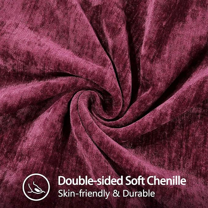 decorUhome Soft Chenille Throw Pillow Covers 16x16 Set of 2 Rhododendron | Fall Textured Decorative Throw Pillow Cases Stitched Edge Modern Farmhouse Luxury Boho Velvet for Couch Sofa Bed Home Decor