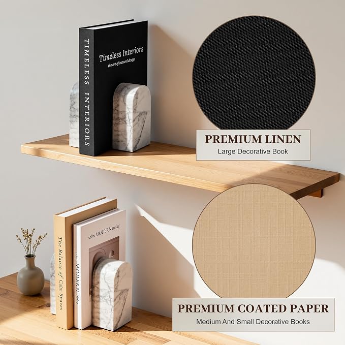 JARLINK Decorative Books, Set of 3 Stackable Fake Book Storage Boxes, Black | Modern Home Decoration with Hidden Storage Room for Photos & Keepsakes, Styling Decor for Coffee Tables, Shelves, & Mantels.
