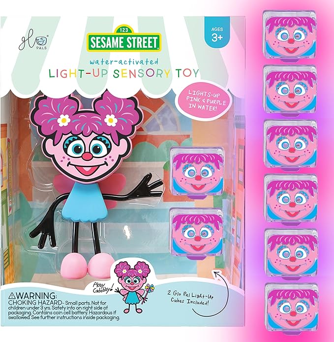 Glo Pals x Sesame Street Water-Activated Light-Up Cubes for Sensory Play (Abby Cadabby - Cubes with Character) - Valentine Day Gift