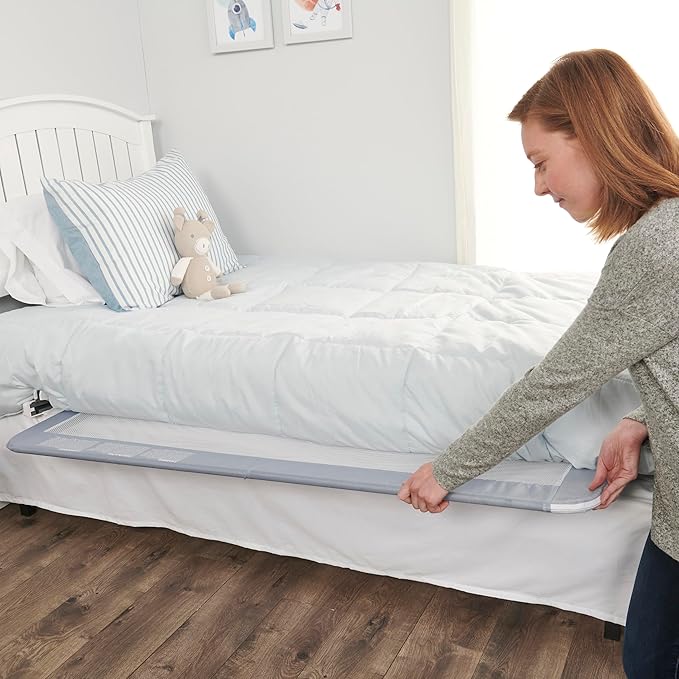 Regalo Safety 54” Extra Long Hideaway Bed Rail Guard for Toddlers, Toddler Bed Rail with Reinforced Anchor Safety System, 20” Tall Bed Safety Rail, Fits Twin, Full & Queen Beds, Gray