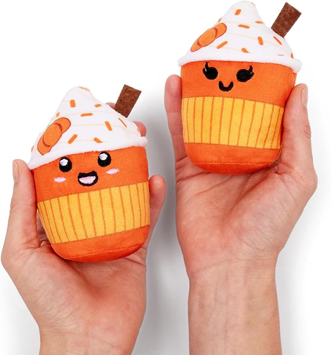 Emotional Support Lattes by Relatable, Soft & Cuddly Fall Plushies for Love Ones of All Ages, The Perfect Fall Gifts for Back to School, and Teacher Desk Buddy, Includes 5 Latte Plushies with Basket