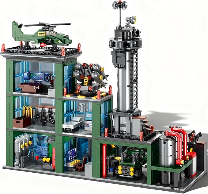 Military Base Building Set for Adults – 1753 PCS Army Model Kit with Vehicles, Helicopter & Figures, Model Building Kit for Adult, Room Decor, for Men, Teen