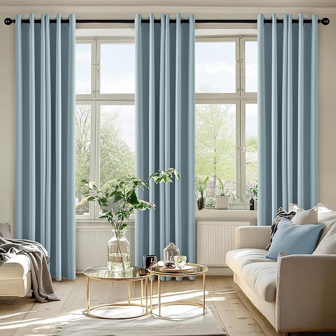 MIULEE Blackout Curtains for Bedroom 2 Panels 40 x 72 Inch Long Slate Blue | Thermal Insulated, Living Room Darkening Grommet Drapes, Noise Reducing, Light Blocking Window Treatments