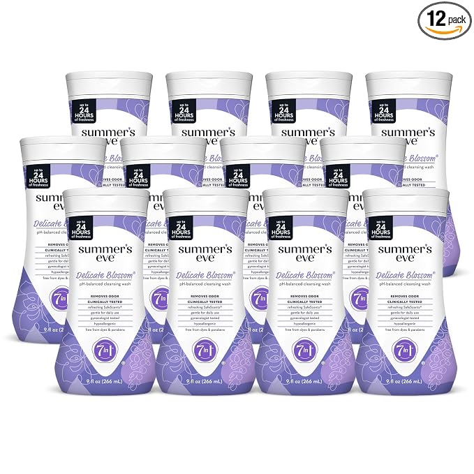 Summer’s Eve Feminine Wash, Delicate Blossom, Daily pH-Balanced Body Wash for Women, Feminine Care to Remove Vaginal Odor, Gynecologist Tested, 9 Fl Oz, Pack of 12