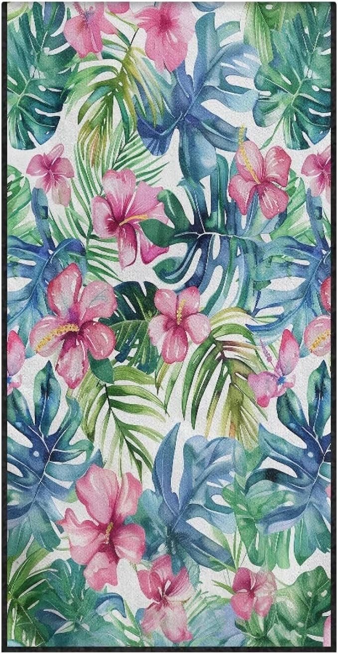 INSTANTARTS Aesthetic Tropical Flower Towel Car Seat Covers Sports Car Towel Mat for Yoga and Travel