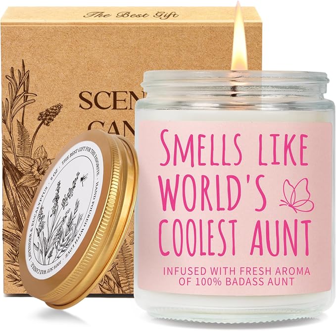 Cool Aunt Candle Gift for Aunt from Niece Nephew, World Coolest Aunt Candle, Best Aunts Ever Candles Gift, Funny New Auntie Candles Gifts Ideas for Birthday Christamas Thanksgiving Day-59