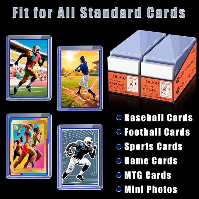 400 Card Sleeves Top Loads for Cards,3"X4"Baseball Card Protectors,Toploaders Hard Plastic for Trading Game Sports Football Cards(200 Hard Protectors + 200 Soft Sleeves